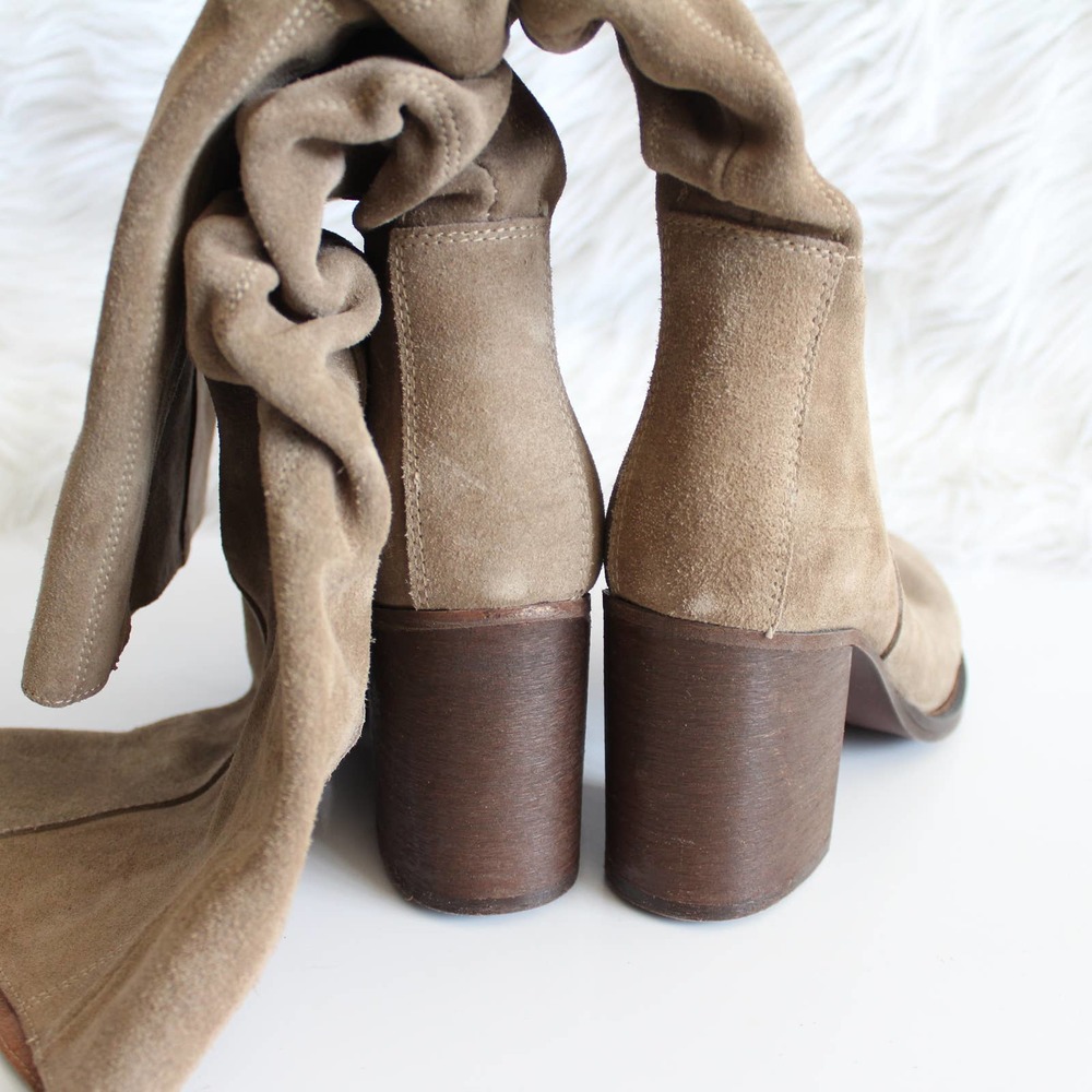 Free People Elle Tall Slouch Beige Taupe Mushroom Suede Boots - Picture 7 of 9